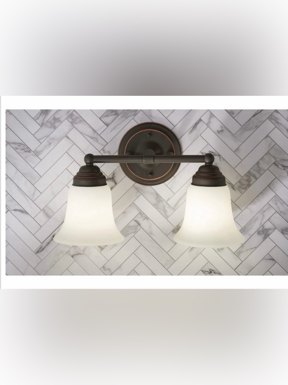 New Hampton Bay Ashhurst Oil-Rubbed Bronze 2-Light Bathroom Vanity Light